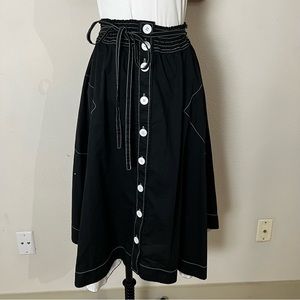 Anthropologie Tracy Reese Black Handkerchief Midi Skirt